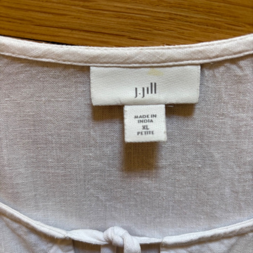 J. Jill Embroidered Tunic Top Women XL P Bell Sleeve Boho Linen Blend Cottage - Picture 5 of 11